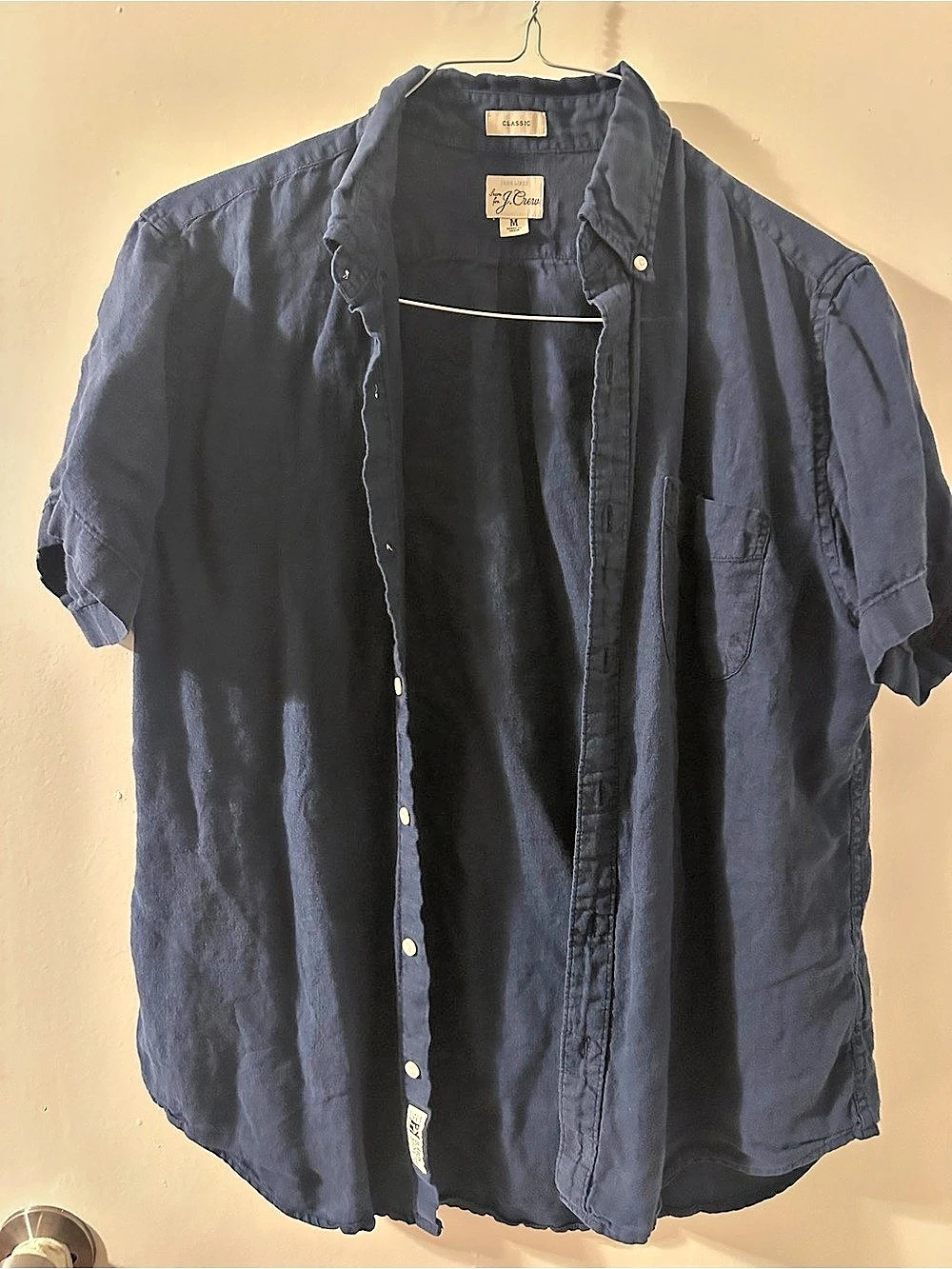 J.Crew Classic-fit short-sleeve linen shirt Blue Medium
